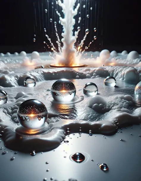 cinematic still Tranquil pools, Supernova explosion, Dynamic postures, Rain droplets, Fiery edges, Polished orbs . emotional, harmonious, vignette, 4k epic detailed, shot on kodak, 35mm photo, sharp focus, high budget, cinemascope, moody, epic, gorgeous, film grain, grainy