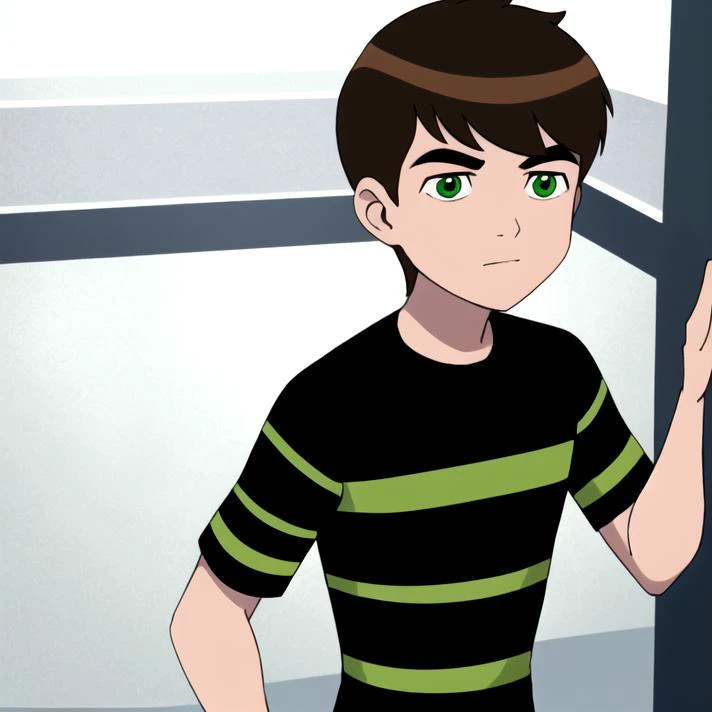 Highres, Masterpiece, Best quality at best,Best Quality,hight quality, hight detailed, boy, 1boy, bentennyson, brown hair, green eye, view from front, (short body), (shirtless, topless, bare chest), without cloth, sexy,