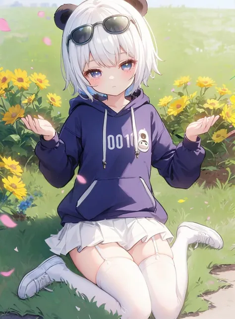 Tip: A very charming little girl with a backpack and her cute puppy enjoying a lovely spring outing surrounded by beautiful yellow flowers and nature. The illustration is a high-definition illustration in 4k resolution, featuring highly detailed facial features and cartoon-style visuals.