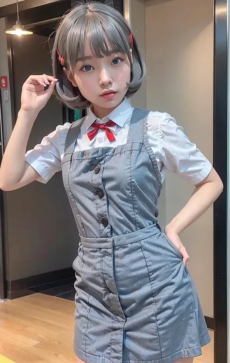 (masterpiece:1.4),best quality,1 girl,solo,ultra high res,<lora:liyuuLora_liyuuV1:0.5>,Liyuu <lora:loveliveTangKeke_tangKeke:0.5>,Tang Keke,Tang Kuku,Love Live Superstar,cosplay,school idol,((grey hair)),short hair,dyed hair,light grey hair,blue eyes,school uniform,school girl,red thin bow tie