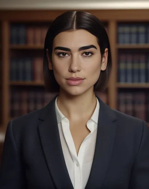 DuaLipa,<lora:DuaLipaSDXL:1>High Quality, Intricately Detailed, Hyper-Realistic woman Lawyer Portrait Photography, Volumetric Lighting, Full Character, 4k, In Workwear