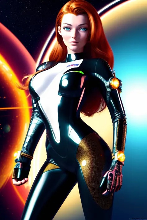 retro, sci-fi, adventure, hyperdetailed illustration of IndianaX-1260 as a space pirate, (wearing a sexy_scifi outfit), aiming a laser blaster at an unseen danger, striking an action pose on an alien planet, adrenaline, (dramatic pose), (hyperrealistic:1.3), (detailed realistic skin textures:1.3), (detailed face and eyes), (masterpiece:1.5), (best quality:1.4), closeup, cinematic lighting, chromatic aberration, alien world in the background,