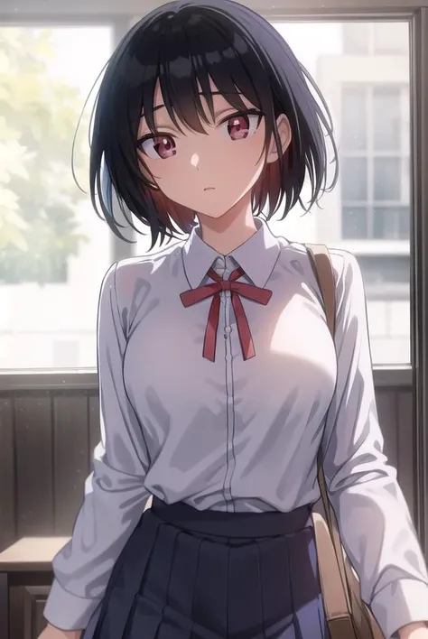 yakumotsukamoto, <lora:yakumo tsukamoto s2-lora-nochekaiser:1>,
yakumo tsukamoto, short hair, black hair, (red eyes:1.3),
BREAK skirt, shirt, long sleeves, bow, ribbon, school uniform, white shirt, pleated skirt, collared shirt, bowtie, red ribbon, neck ribbon, red skirt,
BREAK indoors, classroom,
BREAK looking at viewer, (cowboy shot:1.5),
BREAK <lyco:GoodHands-beta2:1>, (masterpiece:1.2), best quality, high resolution, unity 8k wallpaper, (illustration:0.8), (beautiful detailed eyes:1.6), extremely detailed face, perfect lighting, extremely detailed CG, (perfect hands, perfect anatomy),