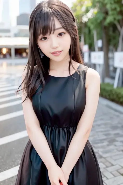 (skin blemish:1.2), (skindentation), black eye, 1woman, 25yo, (((woman))), solo, realistic, best quality, photorealistic, masterpiece, 8k, high res, solo, extremely detailed face, (professional lighting, bokeh), (light particles, lens flare, glowing particles:0.6), (dynamic pose:1.2), soft lighting, top angle view, fashionable and trendy atmosphere, japan, street, tokyo, harbour, skytree, tokyo tower, ((daytime)), sky, ((looking at the viewer:1)), (looking at the camera),(portrait:0.6), cowboy shot, gorgeous, standing, keep original facial proportion, wide shoulder, full body, (medium breast), (medium hair), brown hair, floating hair, lips, lipstick, seductive smile, floating hair, smile, open_mouth, teeth, (summer dress:1), eyelashes, mole, (mole under eye:1), <lora:FukumuraM:0.8>