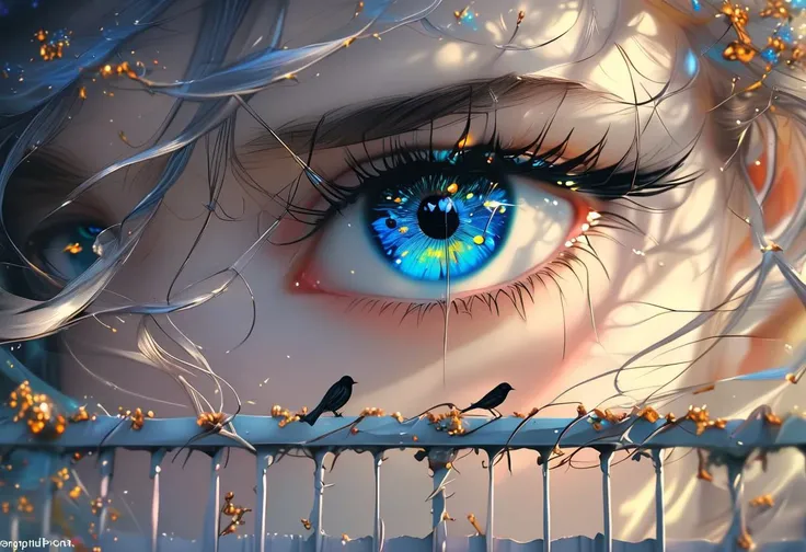 eye catching, iridium-eyes, the wind blows through my mind, as I stand on a fence, all alone, OverallDetail, ,
