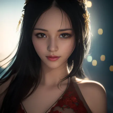 best quality, masterpiece, highres, 1girl,china dress,Beautiful face,upon_body, tyndall effect,photorealistic,atmospheric perspective, dark studio, rim lighting, two tone lighting,(high detailed skin:1.2), 8k uhd, dslr, soft lighting, high quality, volumetric lighting, candid, Photograph, high resolution, 4k, 8k, Bokeh <lora:uberRealisticPornMerge_urpmv12:1>