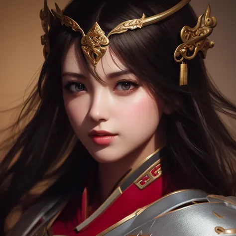 best quality, masterpiece, highres,1 girl,  beautiful face, chinese clothes with superhero leather uniform, (ultra-detailed metal armor), colorful, painting burst, artstation, concept art, smooth, sharp focus, illustration, background with east asian architecture, art by artgerm and greg rutkowski and alphonse mucha