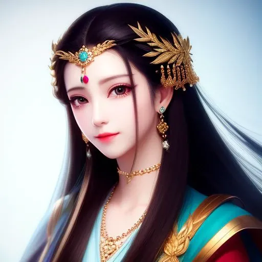 1girl, long_hair, portrait, upper body, hair ornament, necklace, jewelry, long hair, earrings,