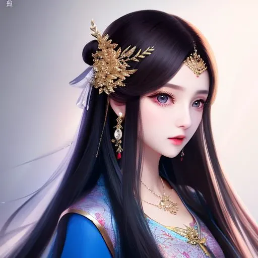 1girl, long_hair, portrait, upper body, china transparent silk dress, dress, hair ornament, necklace, jewelry, long hair, earrings, chinese clothes
