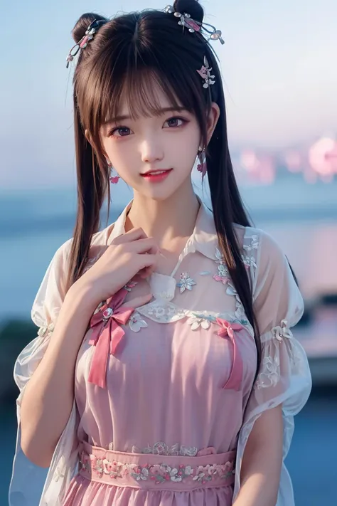 sharthair, large_breast,twintail,
<lora:Vivian Xie:0.7:FACE>
best quality,masterpiece,highres,cg,
1girl,dress,water,solo,jewelry,pink see through dress, earrings, hair ornament, splashing,upper body,hair bun,Bokeh,