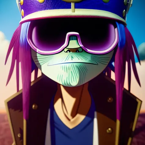 a portrait of a face of a excentric long haired man in the style of newgorillaz, octane render, highly detailed, fine details, (centered), 4k