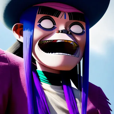 a portrait of a face of a excentric long haired man in the style of newgorillaz, octane render, highly detailed, fine details, (centered), 4k