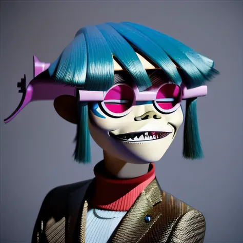 an exquisite 3d render of a (person) possing for a fashion magazine in the style of newgorillaz, octane render, highly detailed, fine details, (centered), 4k