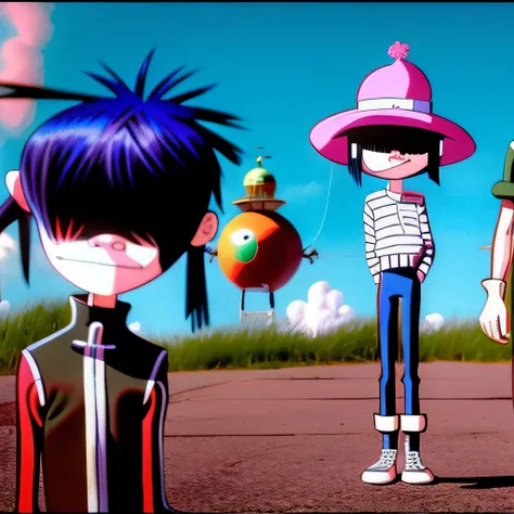 an exquisite cartoon of ((three man)) in the style of newgorillaz, highly detailed, fine details, (centered), 4k