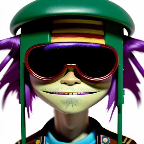 a portrait of a face of a excentric long haired man in the style of newgorillaz, octane render, highly detailed, fine details, (centered), 4k