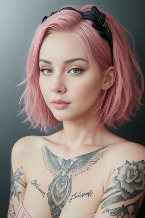 portrait of DEN_nixy, headshot, face focus, black background, plain top,
short Bob hair style, pink hair
photorealistic, detail, high detail