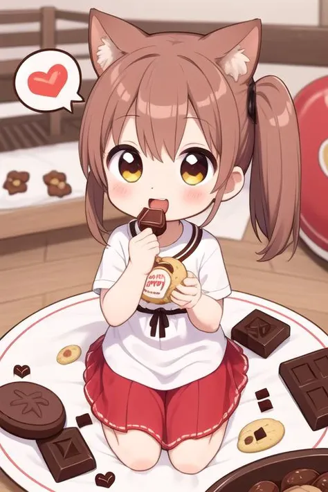masterpiece, best quality,ultra detail,girl,give food, pinch a cookie, (hand from out of screen), smile <lora:give food-001.5:0.7>happy,dish,juice,spoken heart,chocolate