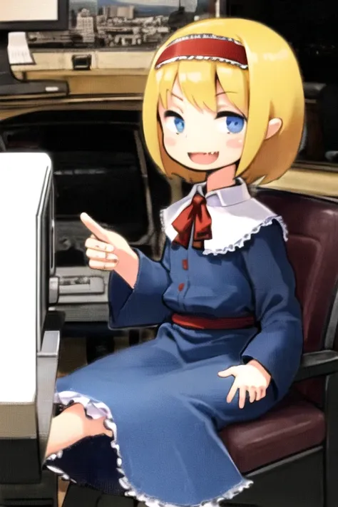 1girl,solo,
Mafia hideout, ashtray, iron array, multi-monitor computer, sofa,concrete room,
detailed background,
<lora:ALCTIS_V10:1>,ALCTIS,grin,fang, girl,loli,pite,sp eyes