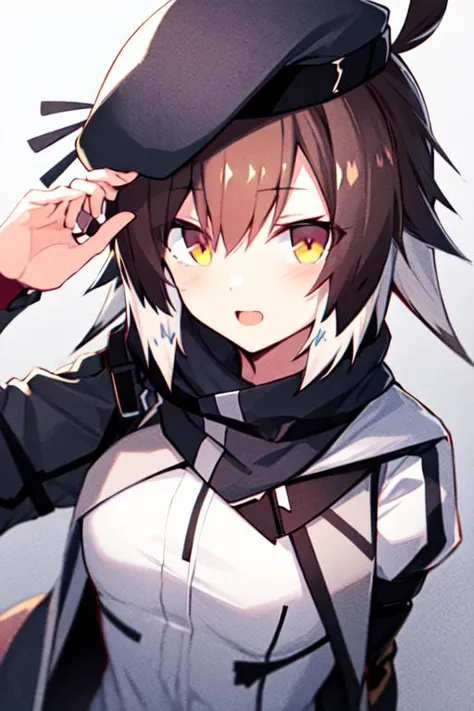 1girl, plume_\(arknights\), beret, <lora:AK-Plume:0.8>, best quality, pencil art