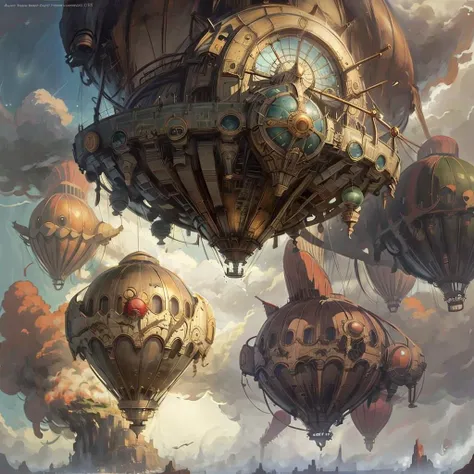 concept art <lora:bronzepunkai:.9>, bronzepunkai, dirigible