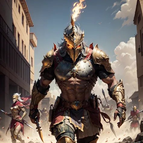 <lora:bronzepunkai2:.5> bronzepunkai, warriors on battlefield