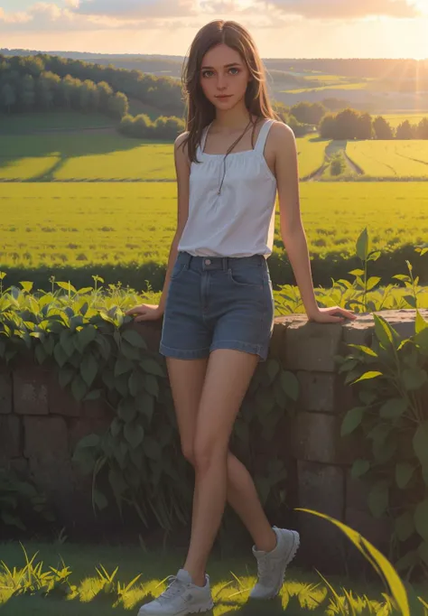 <lora:takamichi_lyco-nai-v2-strong:0.72:lbw=MIDD> 1girl,summer, fields, countryside, full body photography, detailed eyes, finely detailed hair, volumetric light, highrez, masterpiece, best quality, subsurface scattering
