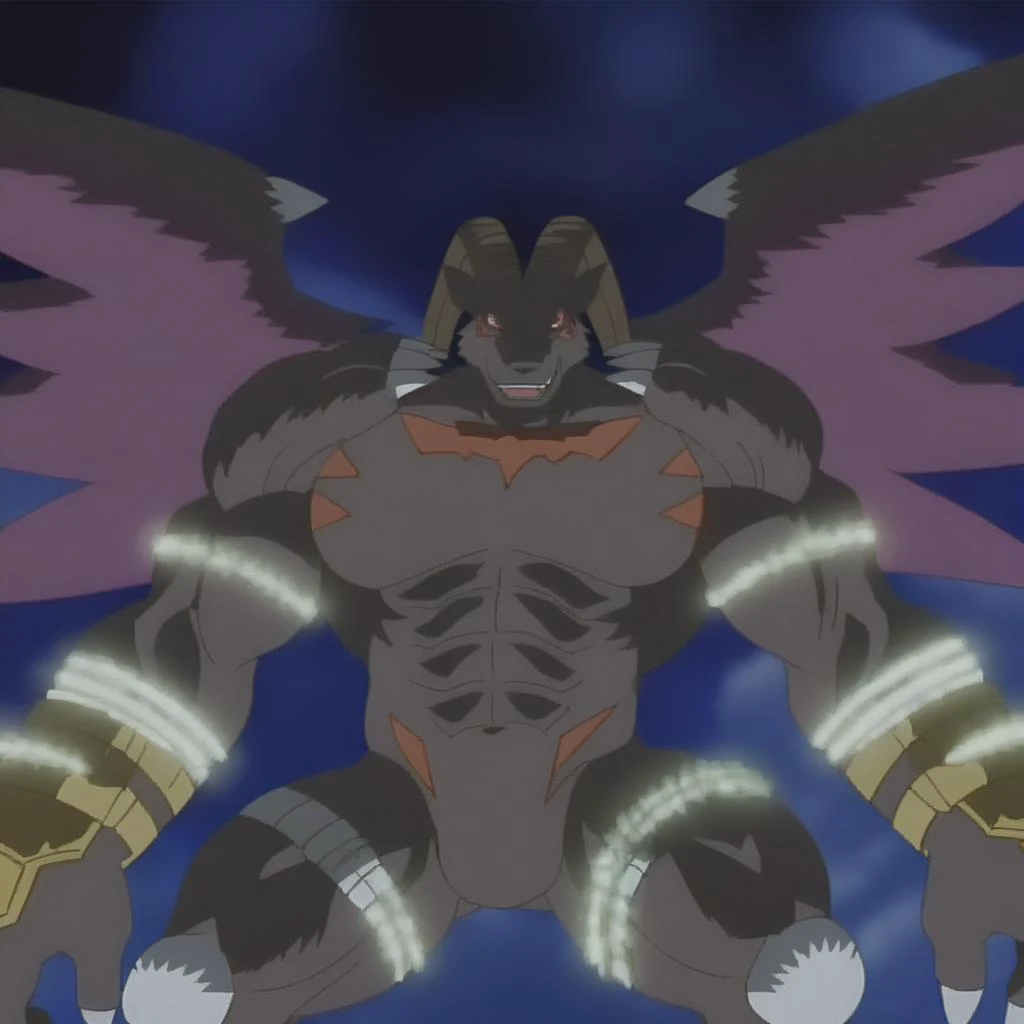 score_9, score_8_up, score_7_up, score_6_up, score_5_up, score_4_up, BREAK, detailed background, muscular, Belphemon, highly detailed eyes, alluring gaze, brash confident smile, evil, villain, wings, goat horns, Digimon, handsome alpha male, chiaroscuro, ((masterclass anime screenshot illustration, illustration, video game screenshot, digital anime, high level rendering, absurd levels of detail, high quality, best quality, good quality, perfect proportions, bara, kemono, manga ink outlines, red eyes, dark grey body, ):1.5), dynamic fighting pose, it is nighttime in a city wasteland with Belphemon delighting in his power, ((wide thick chest, large pecs, large biceps, abs, thick legs, veiny muscles, bulging muscles, thick thighs, thick arms, ):1.15),
luminous reflections, rtx on, subspace scattering, (subsurface scattering:1.1), dynamic hdr tone mapping, (volumetric lighting:1.2), (screenspace reflection:0.7), (Physically-Based Rendering:1.35), (Unity Wata environmental lighting:0.4), maximal attention to correctness and detail,
((in the style of the anime Digimon, Digimon Story Cyber Sleuth, Digimon Masters Online, Digimon World Next Order, Digimon Tri, Belphemon, ):1.5),
((in the style of and art by Chunie, jiandou, taran fiddler, darkgem, Pino Daeni, ruaidri, yupa, kiyosan, FrAnubis, ReptileCynrik, narse, honovy, Izrez, twinkle-sez, Adios, midjourney, )),
<lora:SDXK Test 2:1>