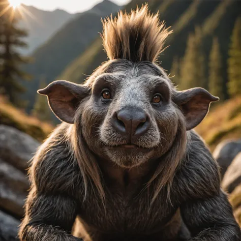 ((an anthro mountain troll)) , the face looks like a guinea pig, shallow depth of field, vignette, highly detailed, high budget, bokeh, cinemascope, moody, epic, gorgeous, film grain, grainy, high quality photography, 3 point lighting, flash with softbox, 4k, Canon EOS R3, hdr, smooth, sharp focus, high resolution, award winning photo, 80mm, f2.8, bokeh