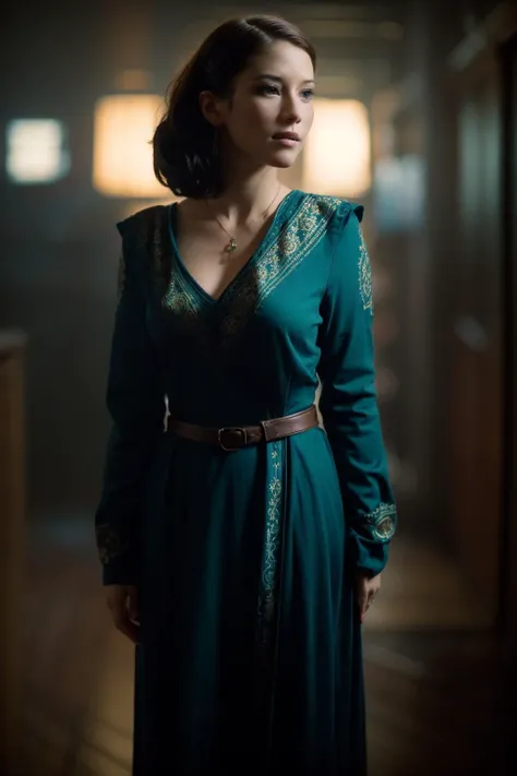 <lora:Chyler_Leigh:0.85>, a young woman in the style of nocturne, dreamy atmosphere, dark cyan and red, i can't believe how beautiful this is, serene atmosphere, piles/stacks, flickering light, epic realistic, broken old boat in big storm, illustrated by herg, style of tin tin comics, pen and ink,art by greg rutkowski and artgerm, soft cinematic light, (depth of field:1.4), faded, (neutral colors:1.2), (muted colors:1.2), (artstation:1.4), cinematic, warm lights, dramatic light, complex background, (rutkowski:0.66), (teal and orange:0.4), hdr, (intricate details, hyperdetailed:1.15) (skin texture:1.2)