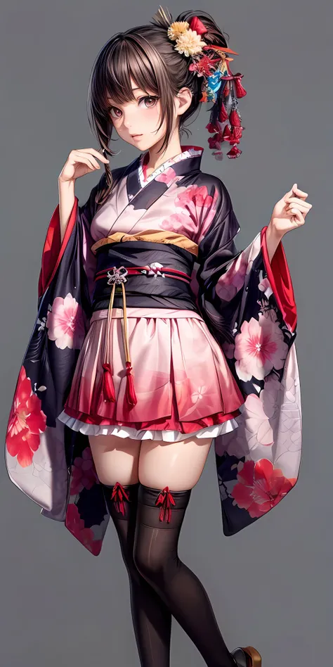 (masterpiece,ultra-detailed,best quality,8K,CG,illustration,shaved:1.0),(petite girl:1.0) <lora:more_details:1>, simple background,
<lora:jyoji fuku v22.0:0.6> jyojifuku,kimono thighhighs, skirt