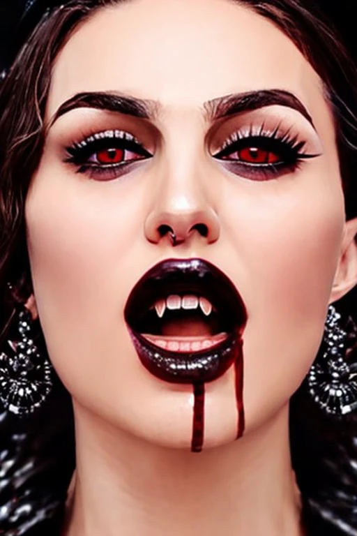 Ookzavampire style Portrait of Natalie Portman as a screaming vampire, jewelry body armor made from bones and flesh by Edgar Maxence in the shell trending on artstation deviantart pinterest hyper detailed photorealistic highlights & shadow hd 8k post-processing high resolution award winning photograph model full HD 16K symmetrical faceins portrait neon lights fantasy intricate elegant highly detail digital painting concept