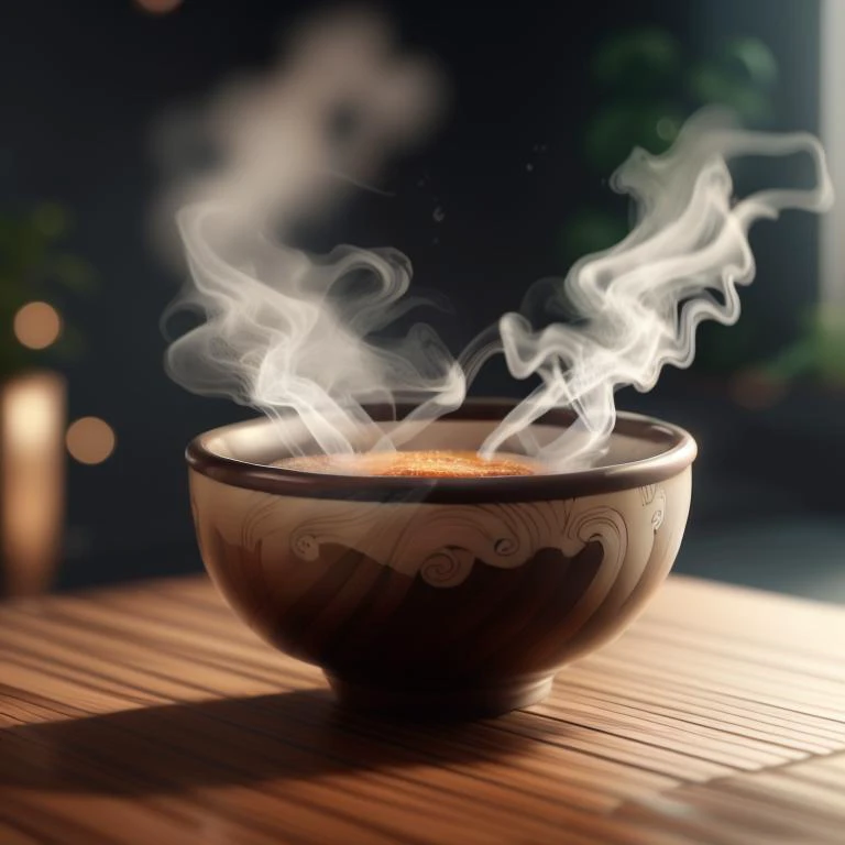 a steaming bowl of Miso soup, clear soup, japanese bowl, highly stylized, 4k, unreal engine 5 render, food art, food photography, realistic render, smoke, mist, dramatic lighting, cinematic lighting, rule of thirds, depth of field, cinematic bloom, art by fodm4st3r  <lyco:fodm4st3r:0.6>