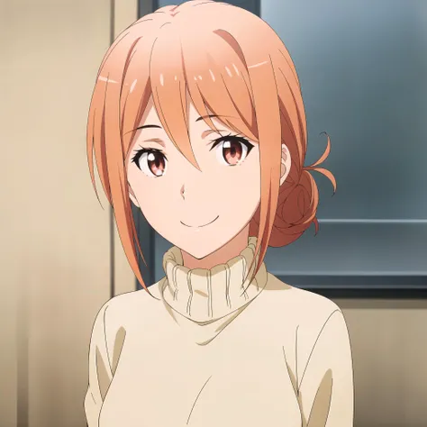 <lora:gahamama:0.8> gahamama, 1girl, solo, looking at viewer, smile, hair between eyes, closed mouth, upper body, sweater, turtleneck