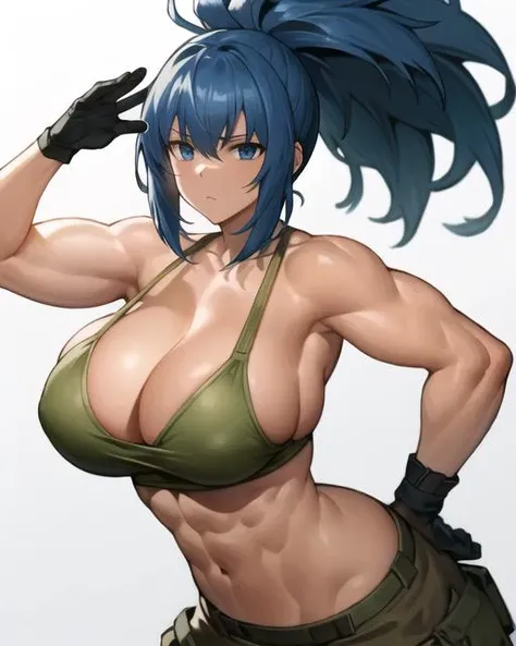 Masterpiece, Best Quality, 1girl,LeonaMS ,muscular female, large breasts,<lora:LeonaMS:1>