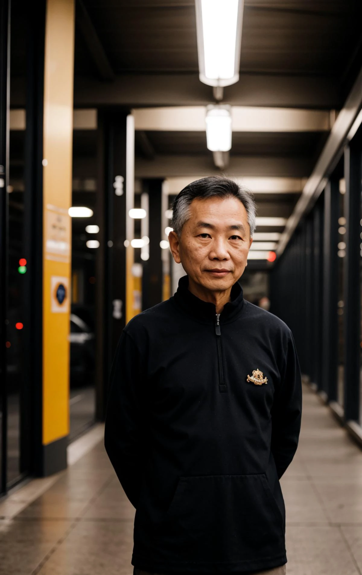 flashphoto, a Shallow depth of field shot of 1man of 50yo (èµ¤è» ç¿:1.3), Tapered Cut hair, Spaceport Octopus,Marmot, <lora:epiCFlashPhoto_Lora:1>