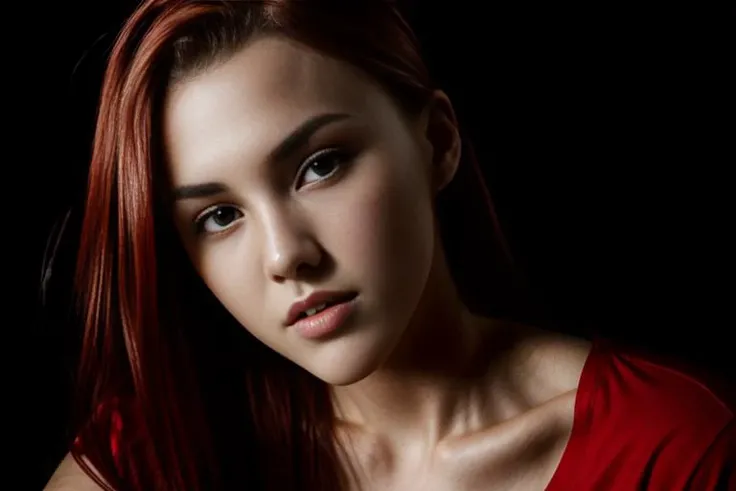 portrait of DEN_charlie_redd wearing a plain top, Red lighting from left, ((headshot)), clothes, dressed, plain top, top, shirt, t-shirt, face focus, black background, shadows, dramatic,
photorealistic, high detail, detailed, beautiful, <lora:epi_noiseoffset2:1> <lora:add_detail:1>