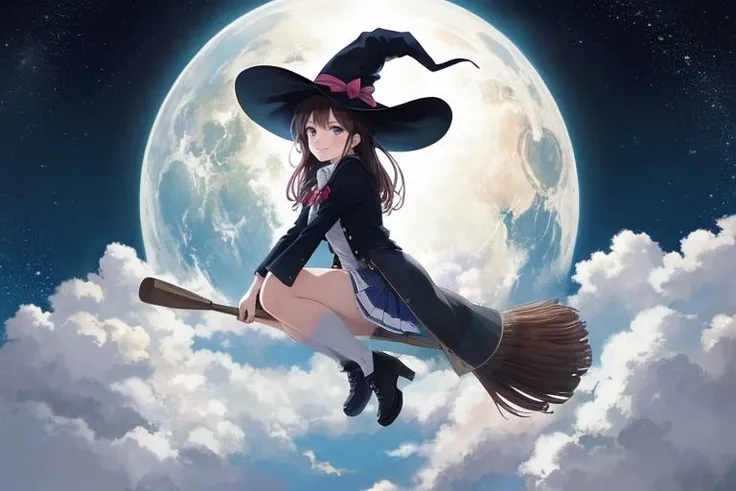 (((flying))),masterpiece,(best quality:1.4),(perfect anatomy:1.4),high quality,very_high_resolution,ultra-detailed,large_filesize,full color,detailed,8k,4k,highres,symmetric,exceptional,best aesthetic,new,newest,extremely detailed,anime,detailed beautiful face and eyes,extremely detailed body,extremely detailed hair,((windy)),Hair and clothes fluttering in the strong wind,skirt,cape,whit socks,
1Girl BREAK floating in the sky,in the air,in the sky,flying,put a broomstick between your knees,full body,cute,pretty,witch,witch hat,top of the city,smile,