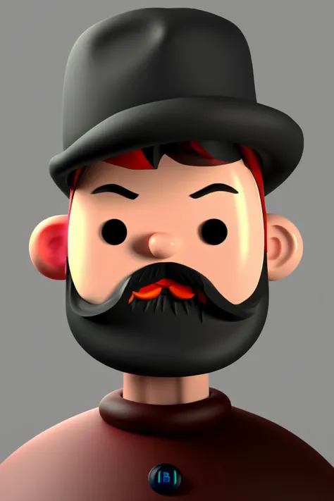 a man with a beard and a hat ,  toy_face