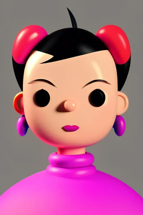 a woman with colorful hair and makeup , toy_face