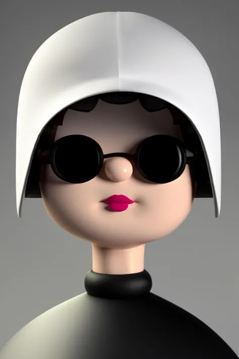 a woman with a hat on her head , toy_face