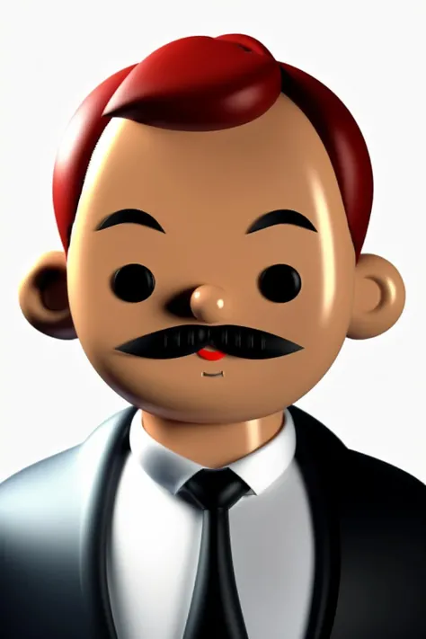 a man in a suit and tie posing for a picture , toy_face