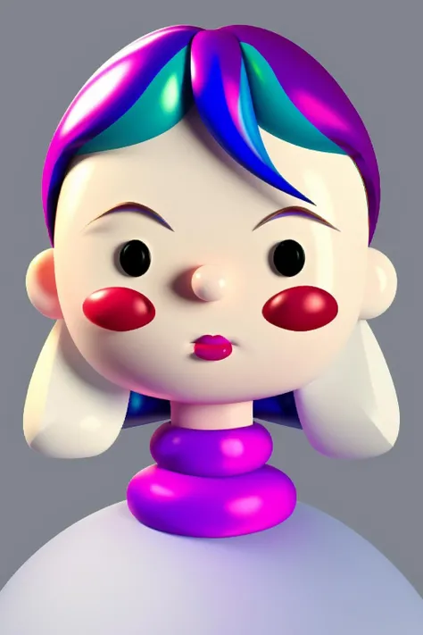 a woman with colorful hair and makeup , toy_face