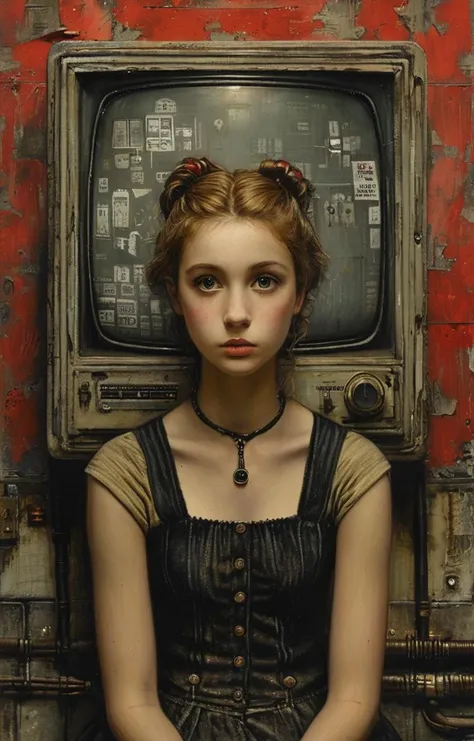 masterpiece,best quality,<lora:tbh163-sdxl:0.9>,illustration,style of Mike Worrall, tech genius teenage girl