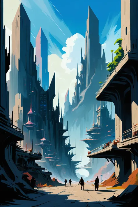 rough brushy digital painting, sketch, gargantuan fantasy metropolis outside of the universe<lora:EnvyStarlightDigitalPainting05:1>