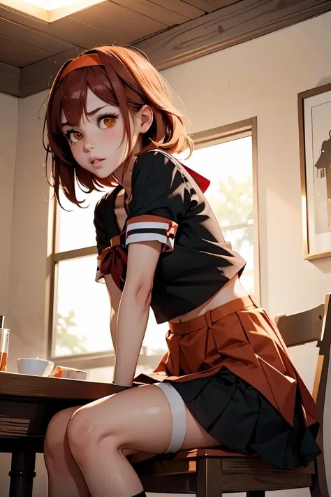 (masterpiece, best quality), 1girl,   <lora:kancolle_shiratsuyu-10:1> shiratsuyu, orange hairband, black serafuku, red neckerchief, short sleeves, black skirt