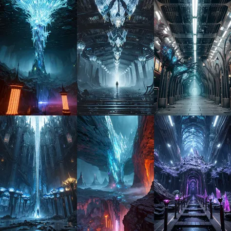 (otherworldly, otherworldly atmosphere, otherworldly appearance), highly insanely detailed, masterpiece, top quality, best quality, highres, 4k, 8k, RAW photo, Subway/Metro, Sequential Tail Lights, Crystal, Asymmetrical, (fantasy world)