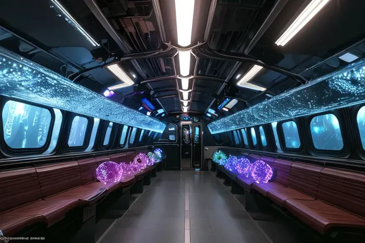 (otherworldly, otherworldly atmosphere, otherworldly appearance), highly insanely detailed, masterpiece, top quality, best quality, highres, 4k, 8k, RAW photo, Subway/Metro, Sequential Tail Lights, Crystal, Asymmetrical, (fantasy world)