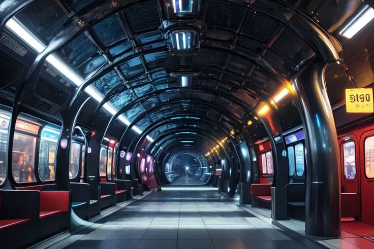 (otherworldly, otherworldly atmosphere, otherworldly appearance), highly insanely detailed, masterpiece, top quality, best quality, highres, 4k, 8k, RAW photo, Subway/Metro, Sequential Tail Lights, Crystal, Asymmetrical, (fantasy world)