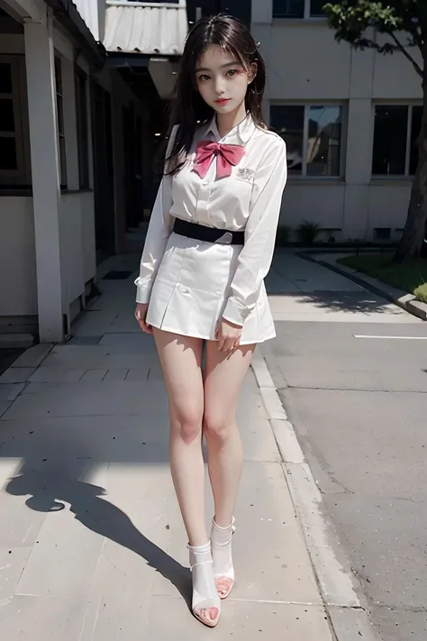 (RAW photo, best quality), (realistic, photo-realistic), delicate and beautiful, finely detail , ultra-detailed, highres,
soft light, focus on face,day in sunlight on face,lamppost,street,(full body:1.8), (front view:1.8),(front picture:1.8)
1girl, cute, young, realistic face, realistic body,asymmetrical bangs,side ponytail,,very long hair, light blush,
beautiful detailed girl, detailed fingers, extremely detailed eyes and face, beautiful detailed nose, beautiful detailed eyes, long eyelashes, light on face,
(JK_suit),(JK_shirt),JK_style,(white JK_skirt) ,(bow JK_tie),
looking at viewer, straight-on ,staring,seiza,