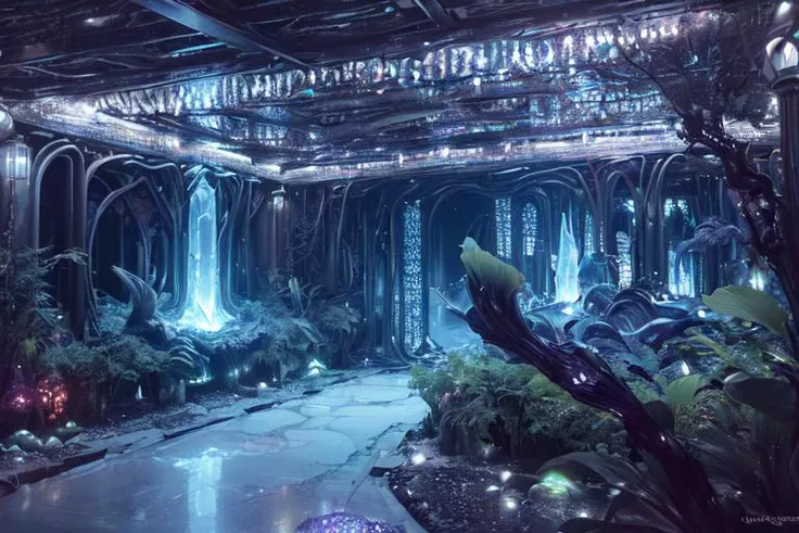 (otherworldly, otherworldly atmosphere, otherworldly appearance:1.4), (otherworldly, otherworldly atmosphere, otherworldly appearance), highly insanely detailed, masterpiece, top quality, best quality, highres, 4k, 8k, RAW photo, Subway/Metro, Sequential Tail Lights, Crystal, Asymmetrical, (fantasy world)